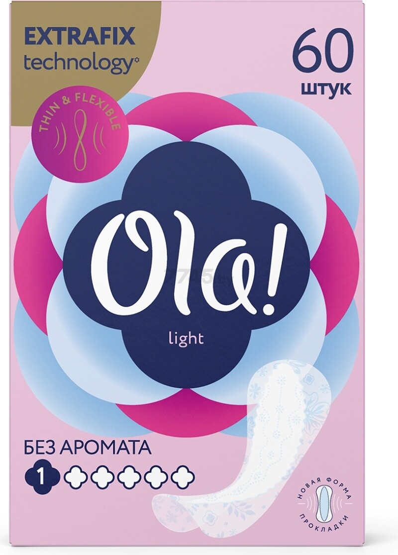 Ежедневные гигиенические прокладки OLA! Light Стринг-мультиформ 60 штук (4680007632662)